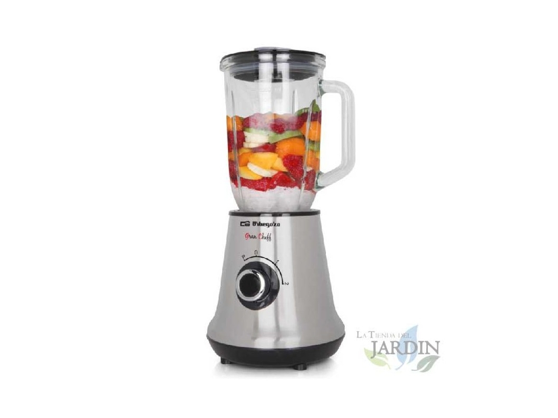 Batidora de Vaso ORBEGOZO Acero Inoxidable 300 W 5 Velocidades y Función Turbo + accesorios