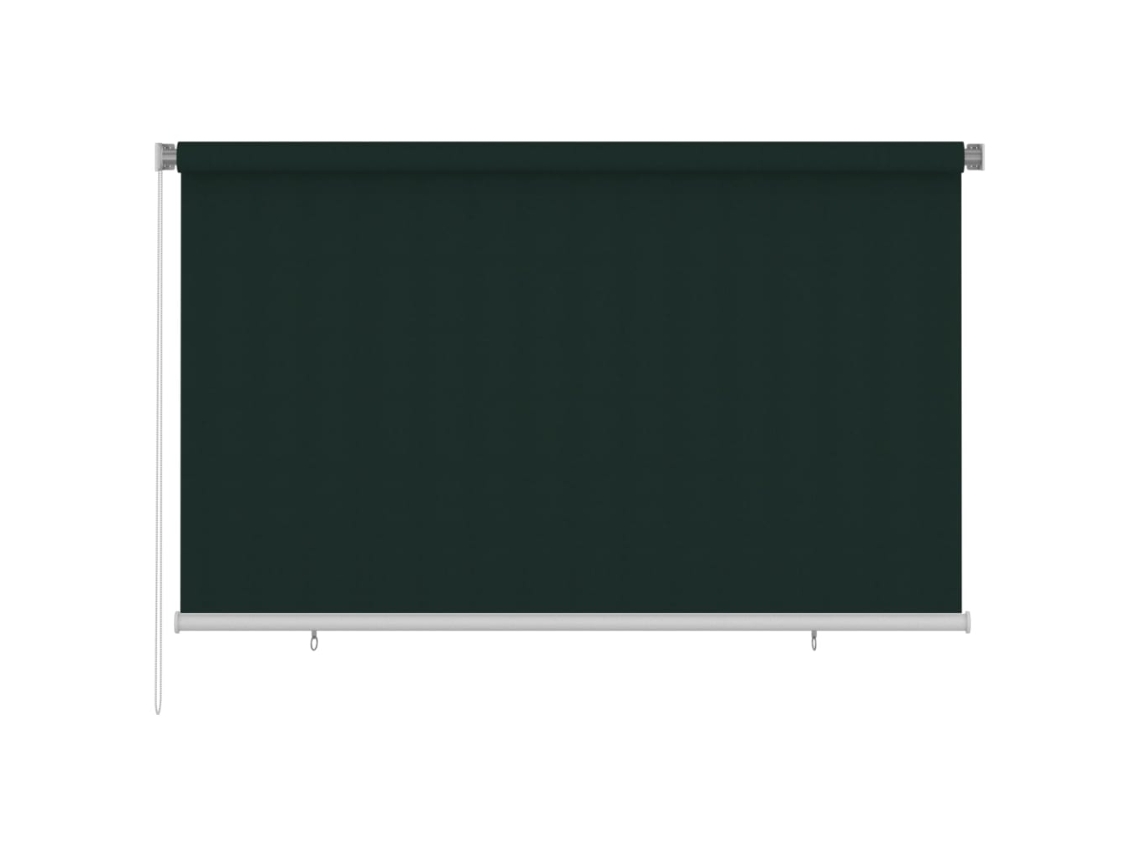 vidaXL Persiana enrollable de jardín HDPE verde oscuro 240x140 cm