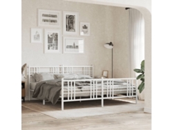Estructura Cama Sin Colchón Con Estribo Metal Blanco 183x213 Cm