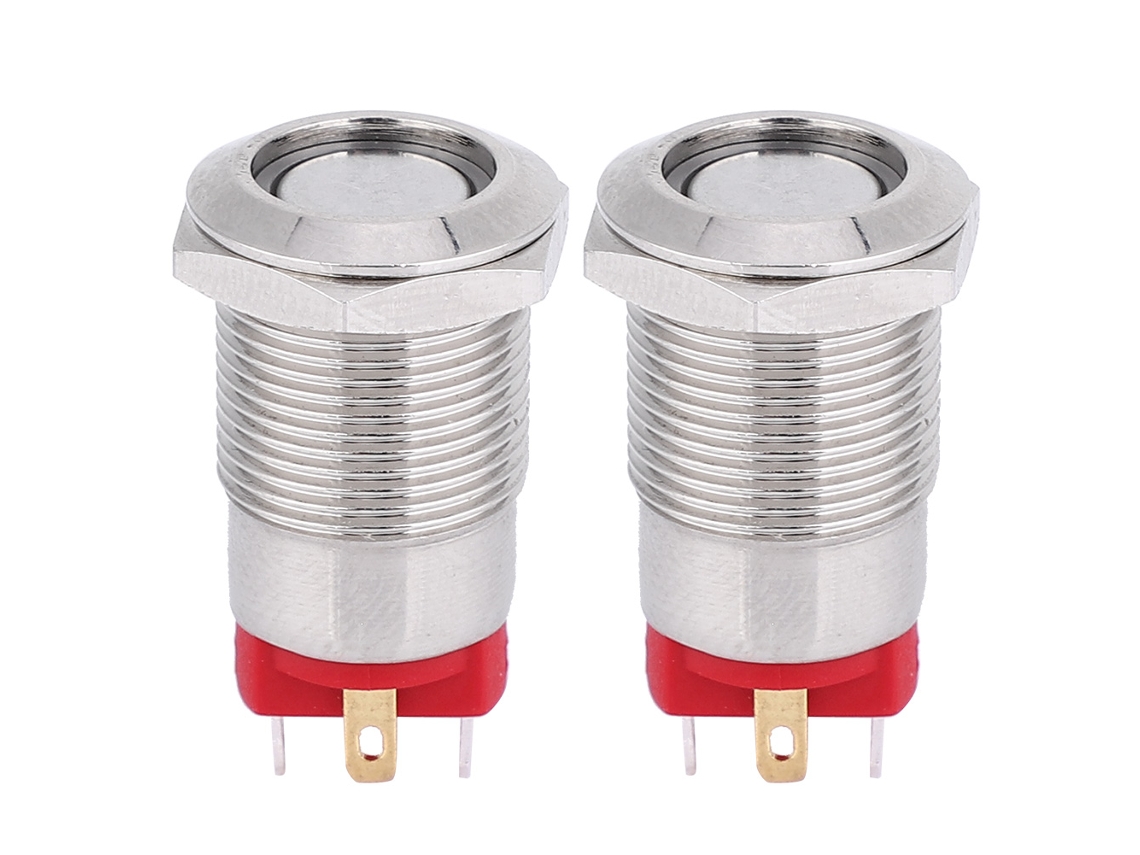 2 Piezas Botón Switch Metal Auto Bloqueo 12mm 4 Pines Con Led Luz Ip66 Ik09 Rojo 100~240v Para Computador Coche