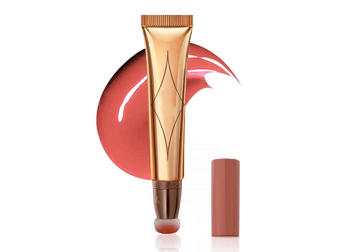 Rubor líquido hidratante de doble uso para labios y mejillas Sponge Head, fácil de aplicar.