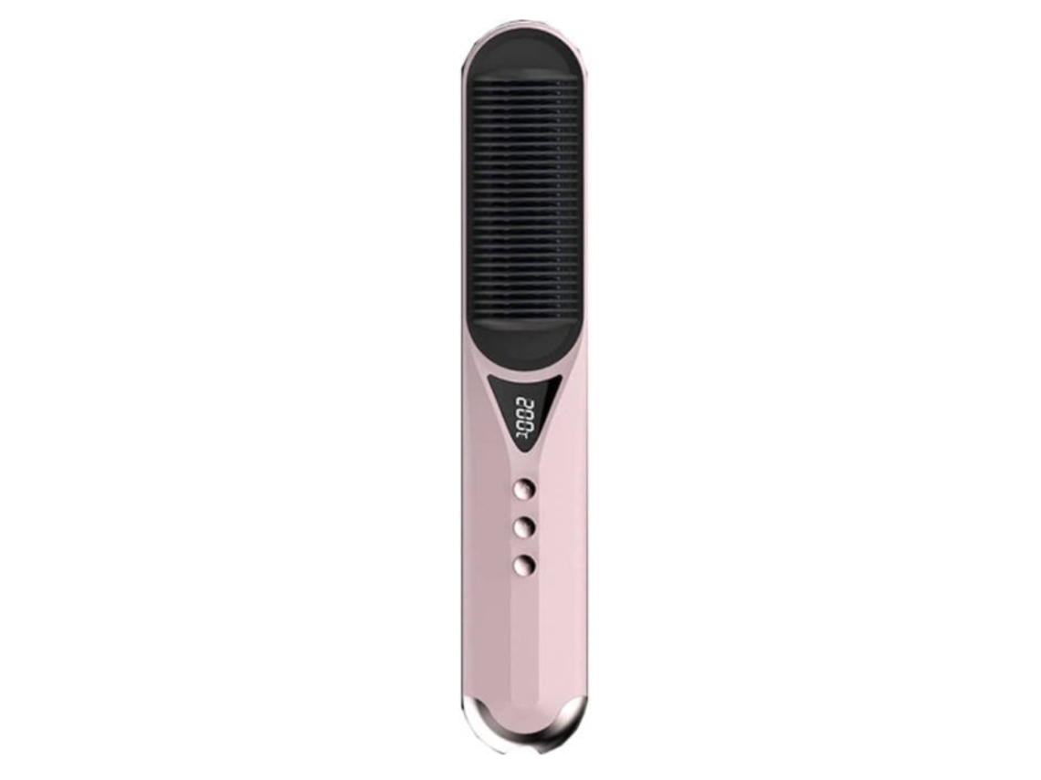 Nuevo Rizador de pelo eléctrico, peine de aire caliente, alisador de pelo, uso doble para el hogar, alisador de iones negativos, color rosa, YEMAESRE