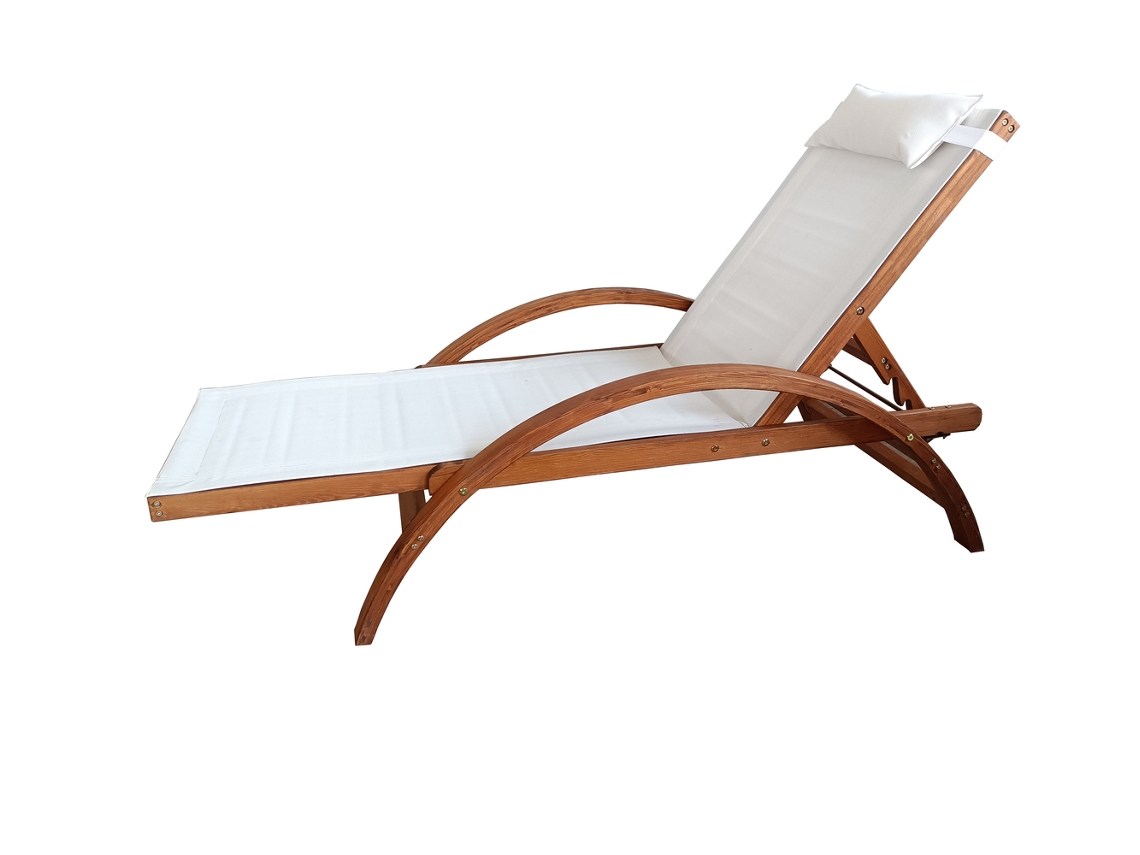 Tumbona de madera y textileno blanco NAARI 195x95 cm CONCEPT U