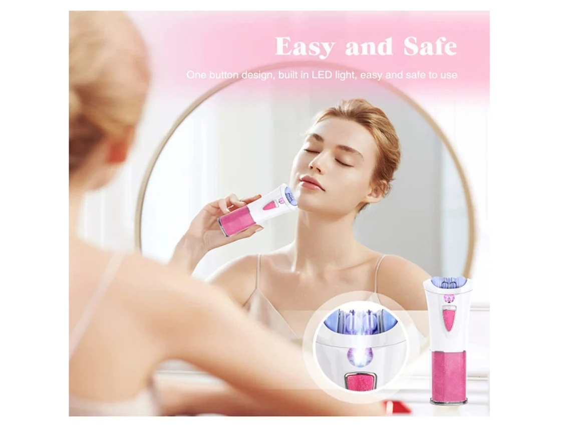 Depiladora facial inalámbrica para mujeres, miniafeitadora eléctrica con luz LED y recortadora de YIZHOOD