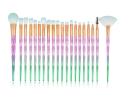 Juego de 20 brochas de maquillaje de unicornio, base rosa y verde, sombras de ojos Gusshious