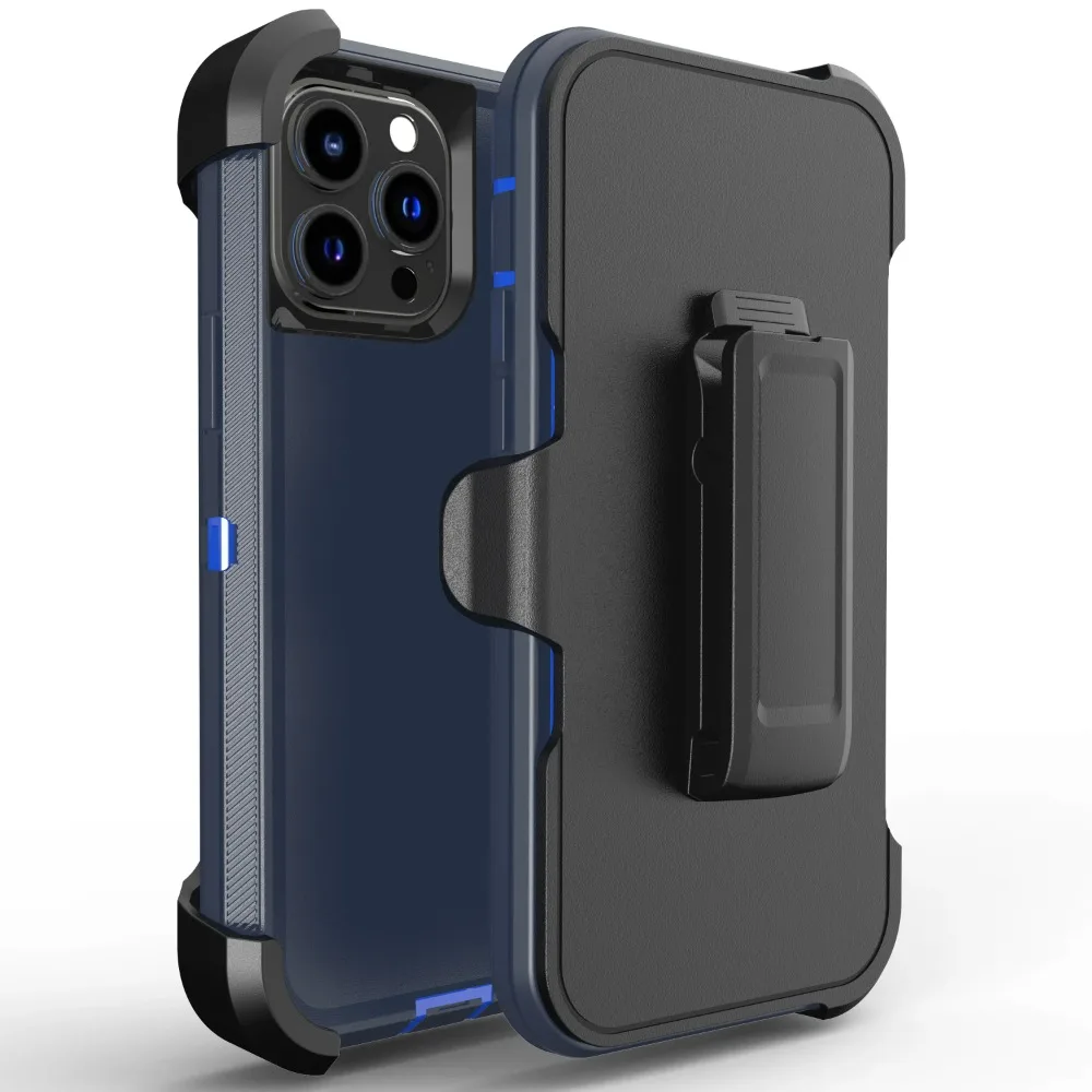 (azul Oscuro, Iphone 16 Pro) Funda Protectora Ott 3 En 1 Resistente, Blindada Y A Prueba De Golpes Con Clip Para Cinturón Para Iphone