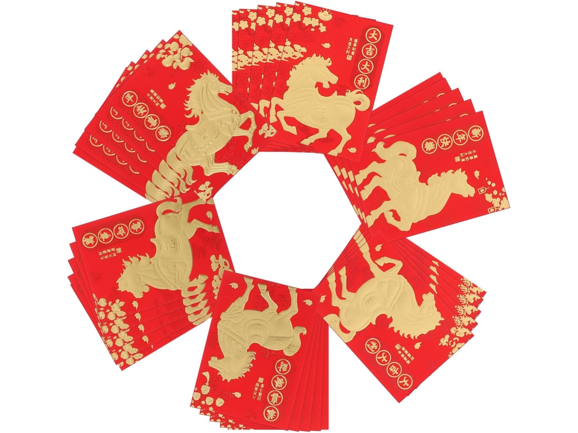 72 Sobres Rojos Chinos Para El Año Nuevo Lunar 2026, Formato Corto, 72 Piezas, Amuleto Hongbao
