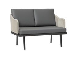Sofá De Jardín De 2 Plazas Con Cojines De Resina Tejida, Sofá De Exterior Con Estructura De Acero, 110 X 70 X 72 Cm, Gris Oscuro.