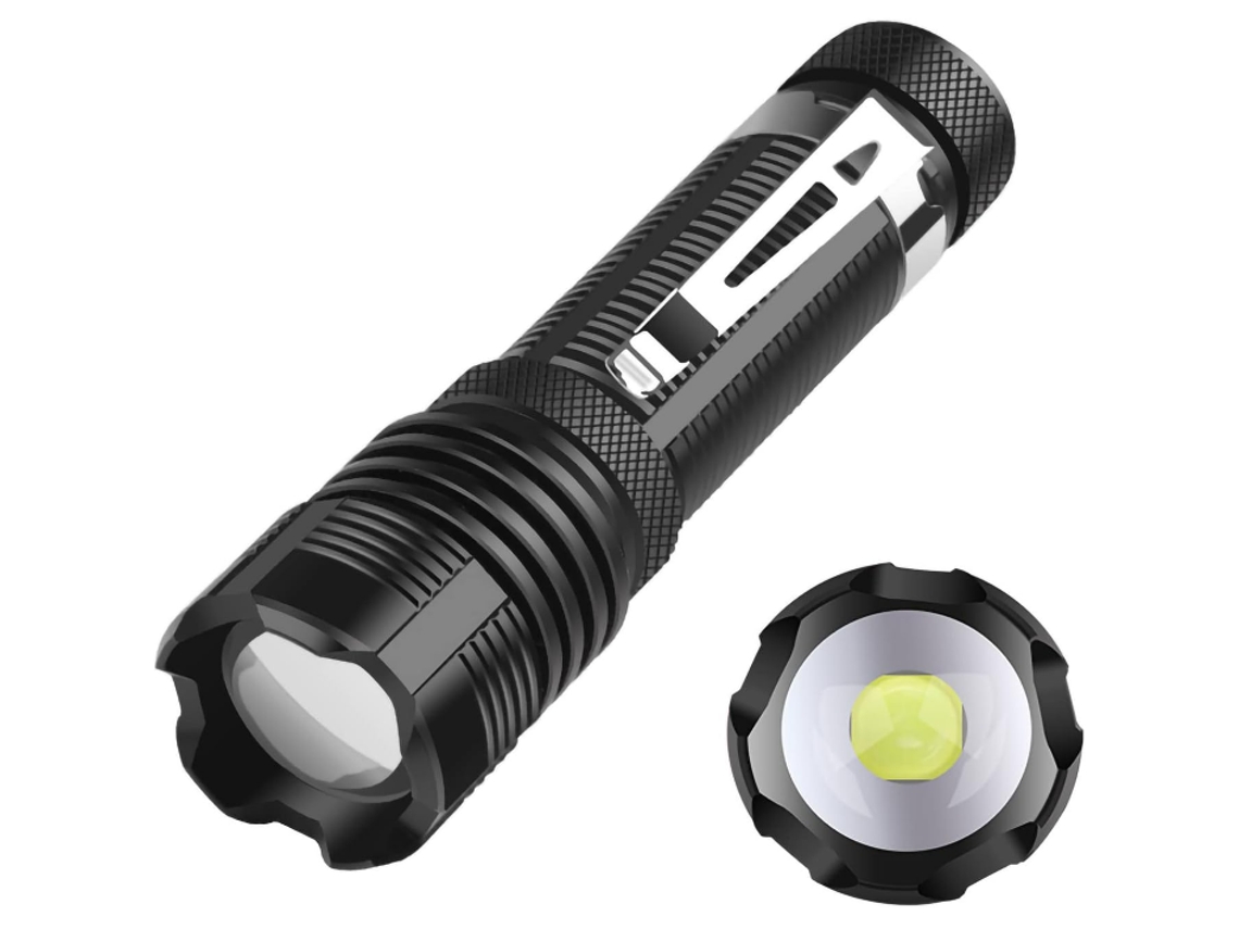 Mini linterna LED XHP50 superbrillante de 500 lúmenes, ligera, pequeña, potente, de bolsillo, estilo militar, con 5 modos de luz y enfoque ajustable, Yizhood (negra)