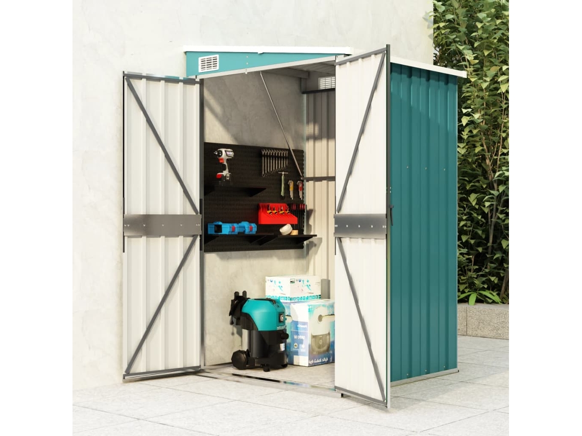 Cobertizo De Jardín Pared Acero Galvanizado Verde 118x100x178cm