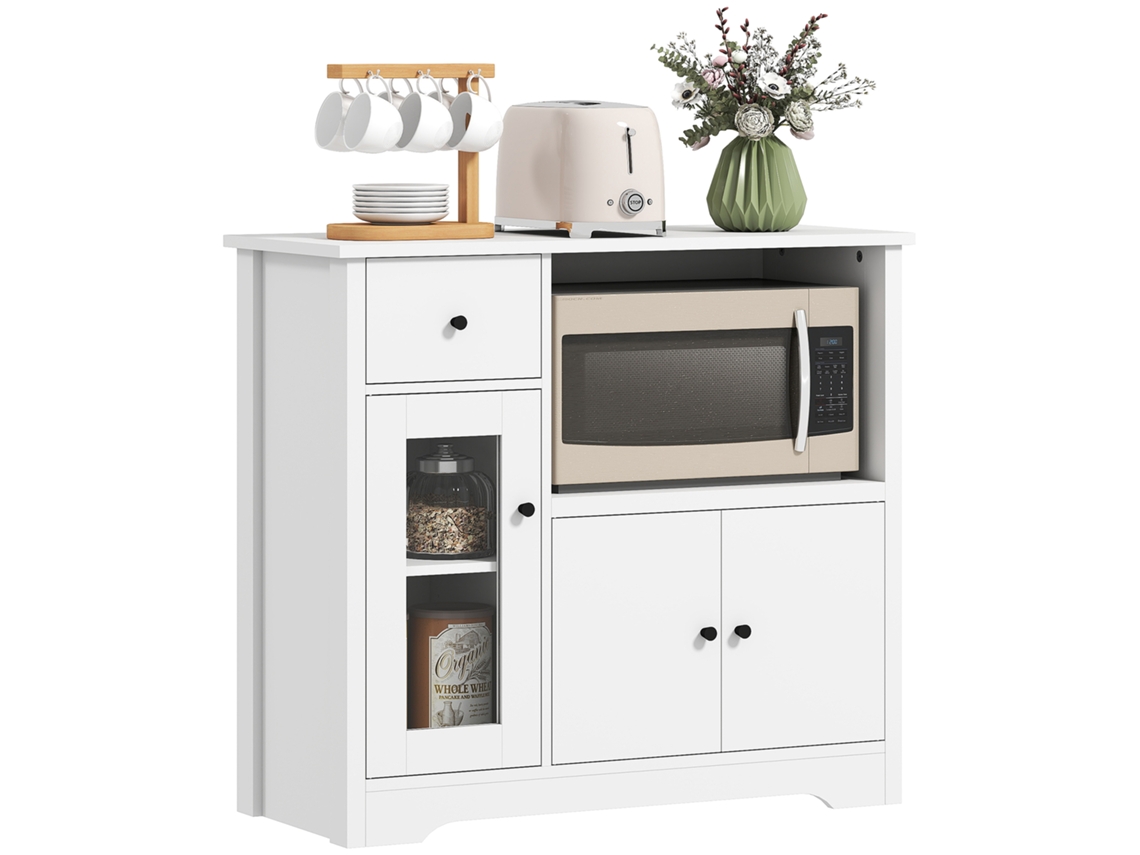 Mueble de cocina blanco con cajón y compartimento.