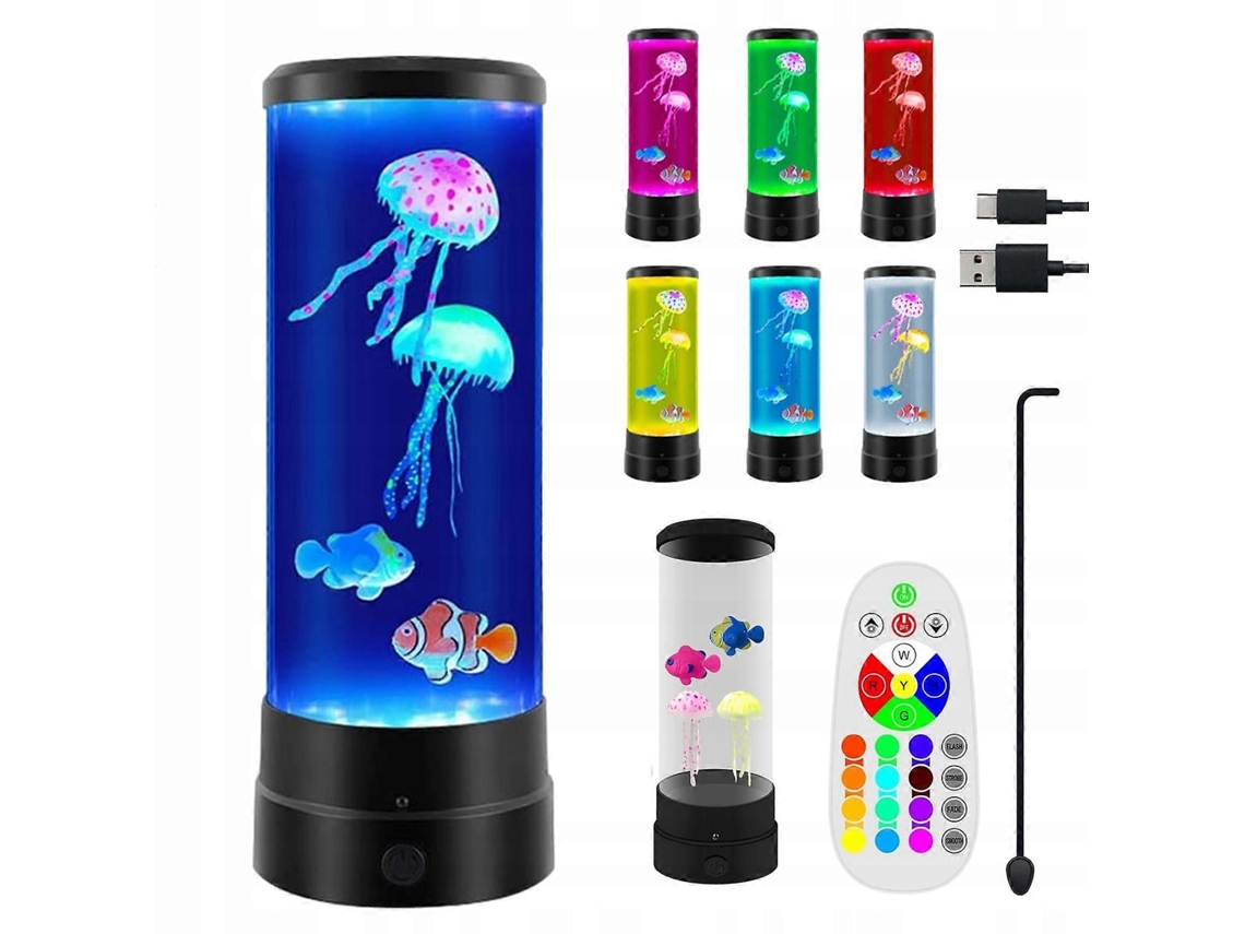 Lámpara de lava LED Rosewell con diseño de medusas y peces payaso