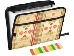 Besportble Archivador De Estilo Rústico Con Estampado Floral Rojo Y Verde Y Recibos Con Cremallera Para La ...