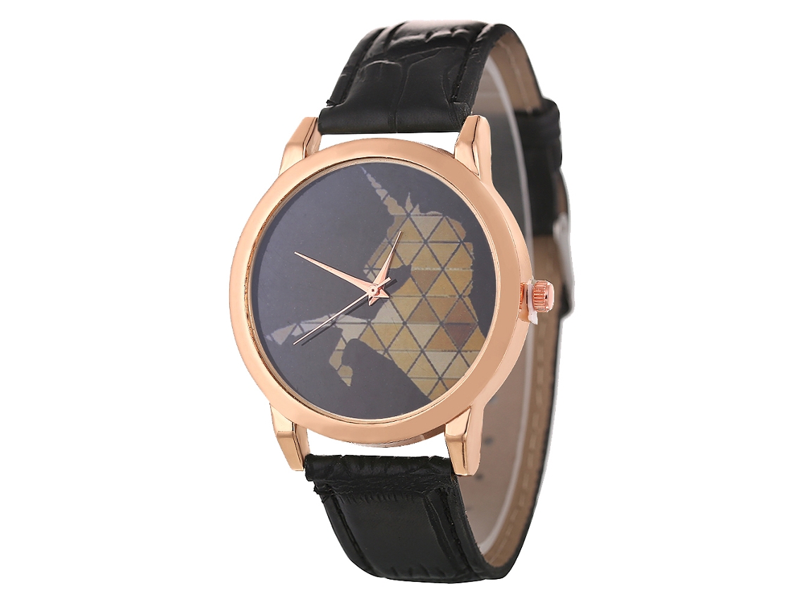 Reloj De Pulsera Analógico De Cuarzo Negro Moderno Para Parejas Con Correa De Piel Sintética.