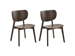 Elegante juego de sillas de comedor Beliani Overly en madera de caucho marrón 49x47x80
