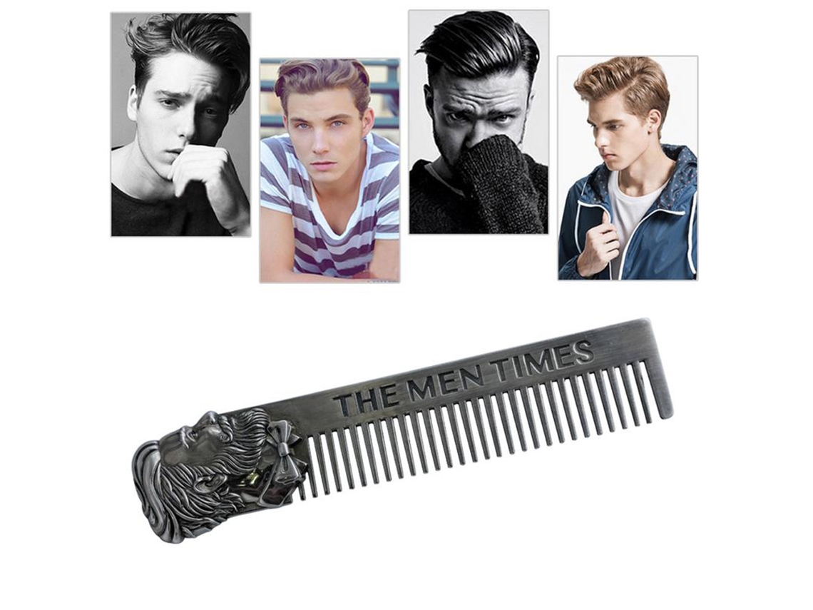 Peine De Barba De Acero Inoxidable Para Afeitar Y Estilo De Cabello Peine Portátil Con Aceite