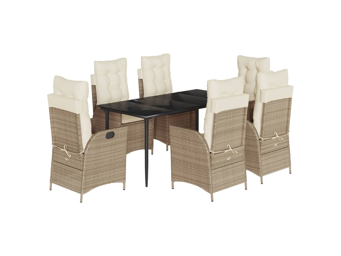 Maison Exclusive - Set Comedor De Jardín 7 Pzas Con Cojines Ratán Sintético Beige