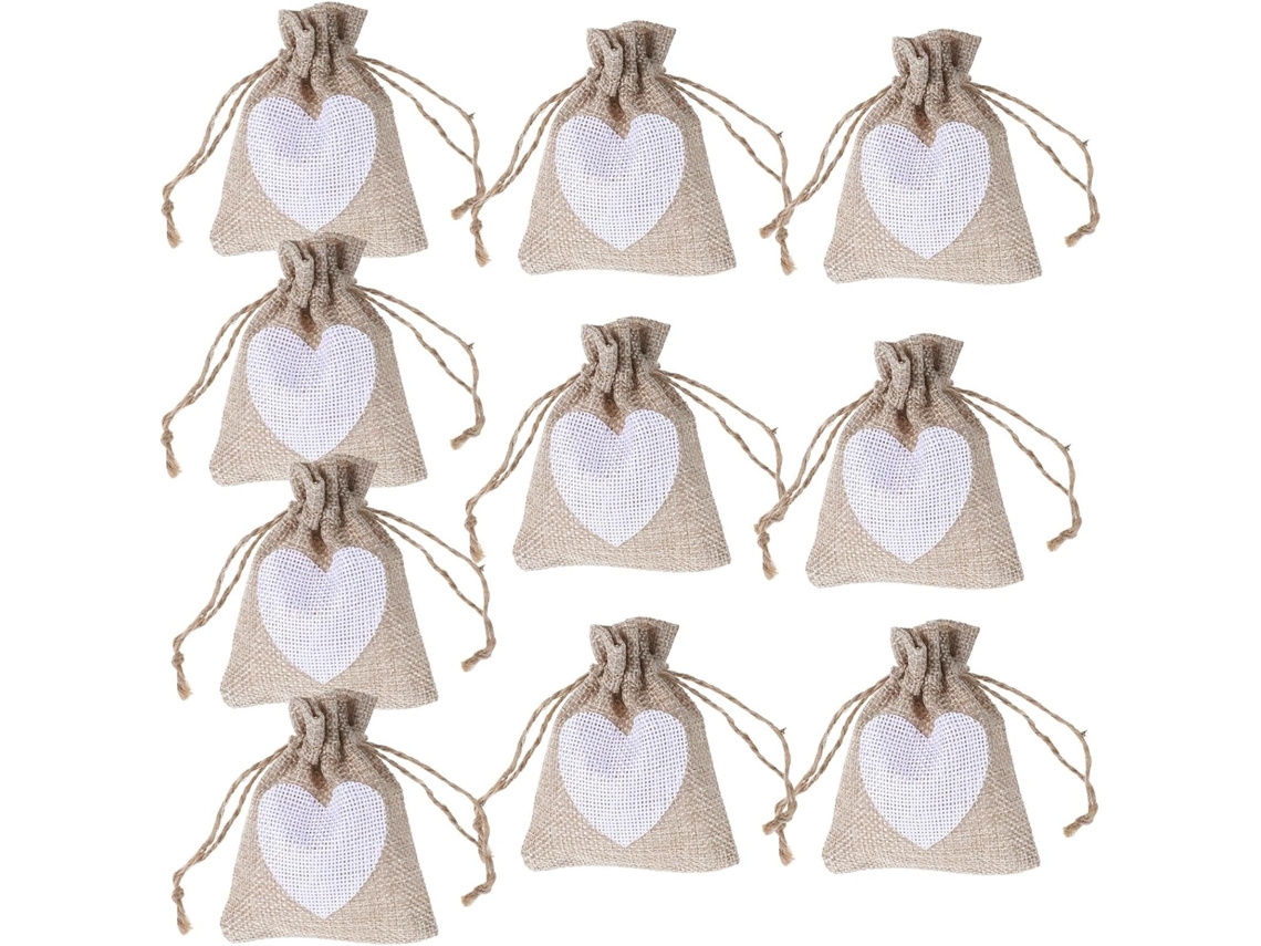 10 Bolsitas Reutilizables Cordón Pequeñas Multifuncionales Joyas Dulces Bodas Bautizos Paquete Lino