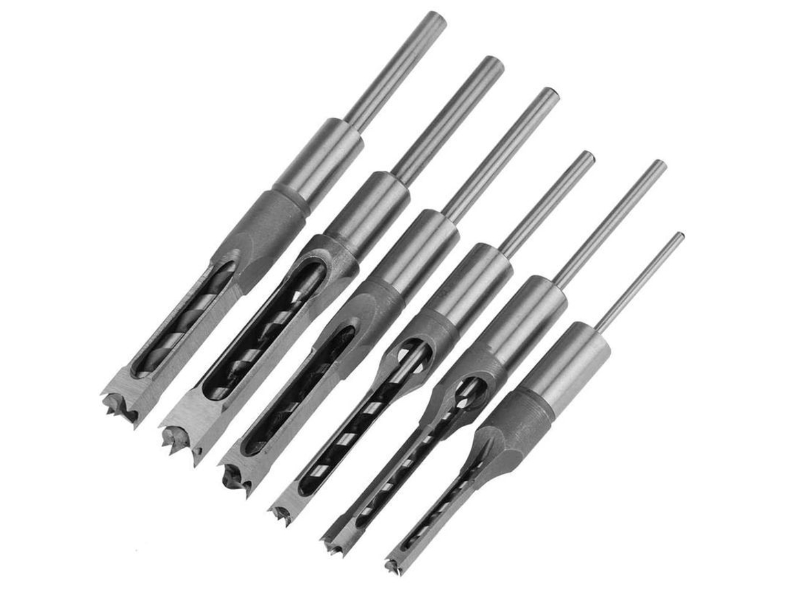 2026-brocas Para Agujeros Cuadrados, Set De Herramientas De Carpintería Con Cinceles Huecos De Acero, 1/4 5/16 3/8 1/2 9/16 5/8 Pulgadas