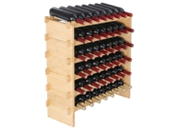Botellero apilable de bambú natural para 48 botellas, 6 estantes, montaje sin herramientas, ideal para cocina y bodega - Tekmaquinas