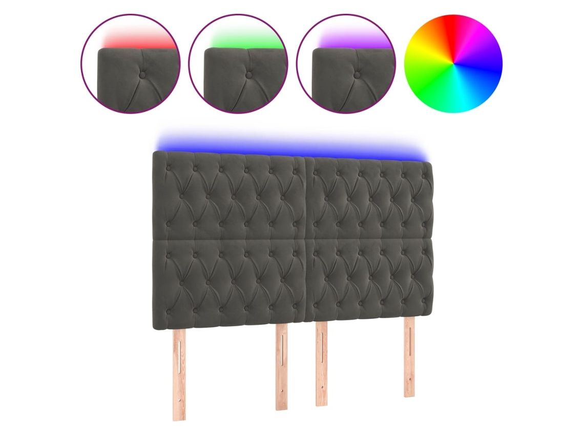 Cabecero de cama de terciopelo gris oscuro con iluminación LED MAISON EXCLUSIVE (160x7x118 cm)