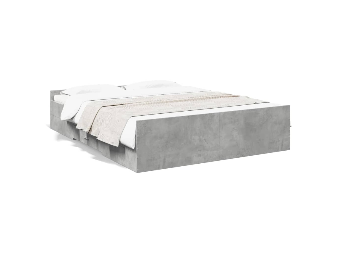 Maison Exclusive - Cama Con Cajones Madera Ingeniería Gris Hormigón 160x200 Cm
