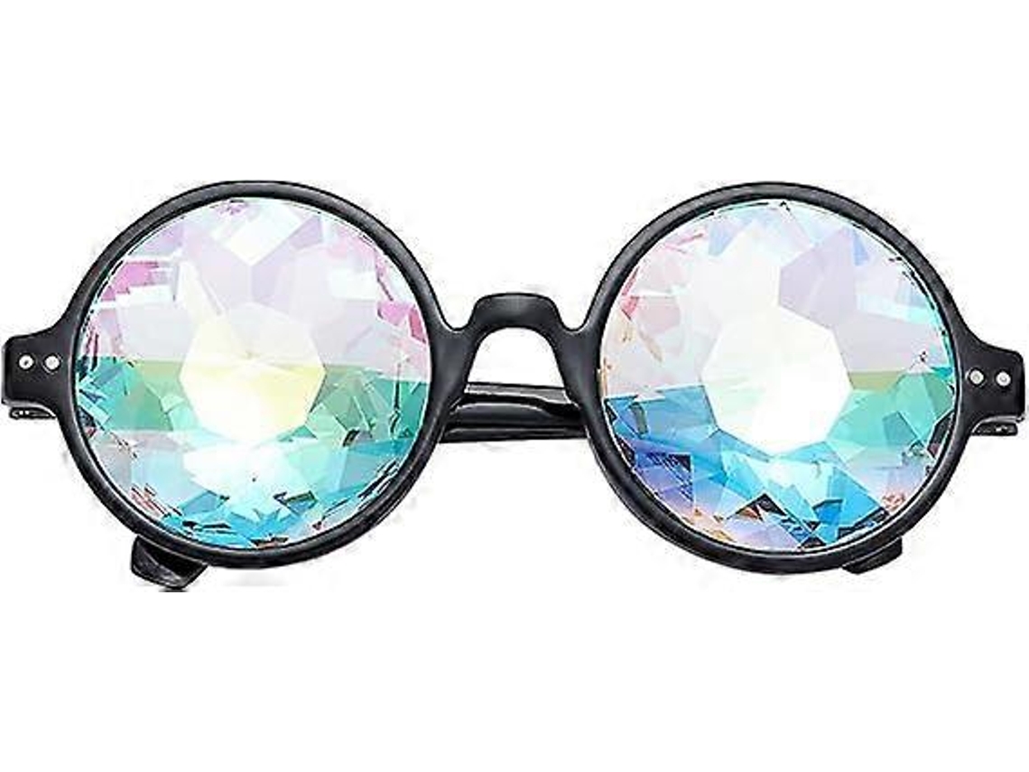Gafas caleidoscópicas con lentes de cristal de difracción de prisma arcoíris (montura negra)