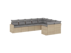 Maison Exclusive - Conjunto de sofá de jardín de 9 piezas con cojines de mimbre, color beige