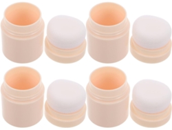 Lot De 4 Pots Vides Para Poudre 8g En Plastique Transparent Con Houppette, Contenant De Voyage F...