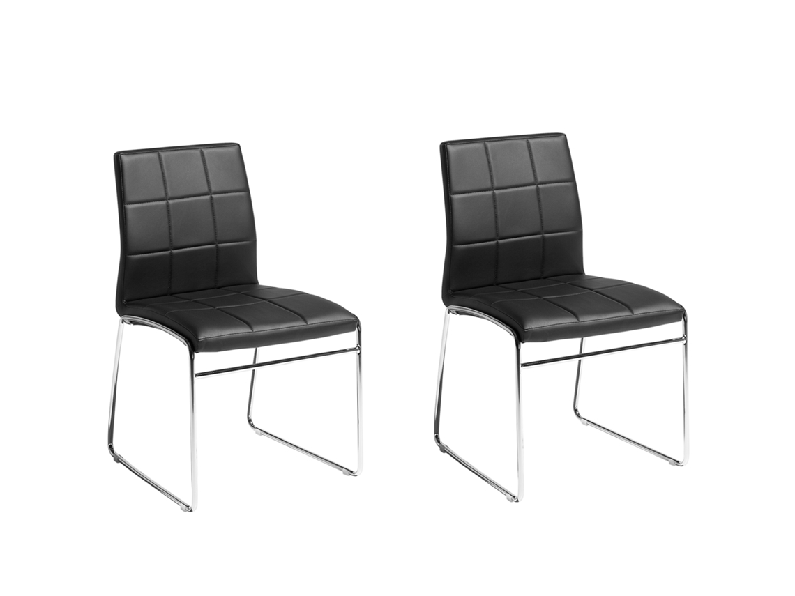 Conjunto De 2 Cadeiras De Jantar Kiron Pele Sintética Preto