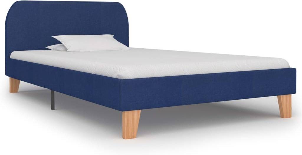 Vidaxl Cama Individual estructura de madera somier y cabecero tapizada tela para 90x200 cm no incluido mdf 280876 tejido azul compatible