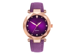 Reloj De Pulsera Sencillo Para Mujer Con Correa De Piel Sintética Y Movimiento De Cuarzo Morado.