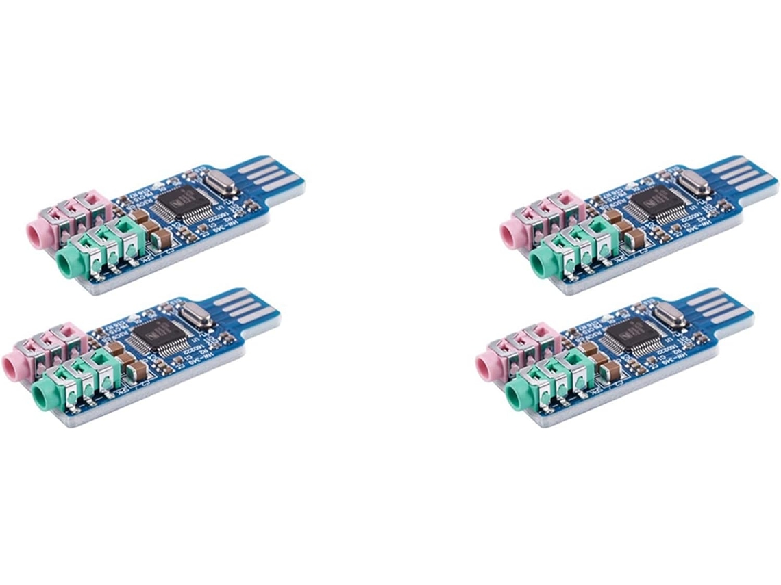 Tarjeta De Sonido Usb Con Chip Cm108, Serie De 4 Piezas, Sin Necesidad De Controladores, Color Azul.