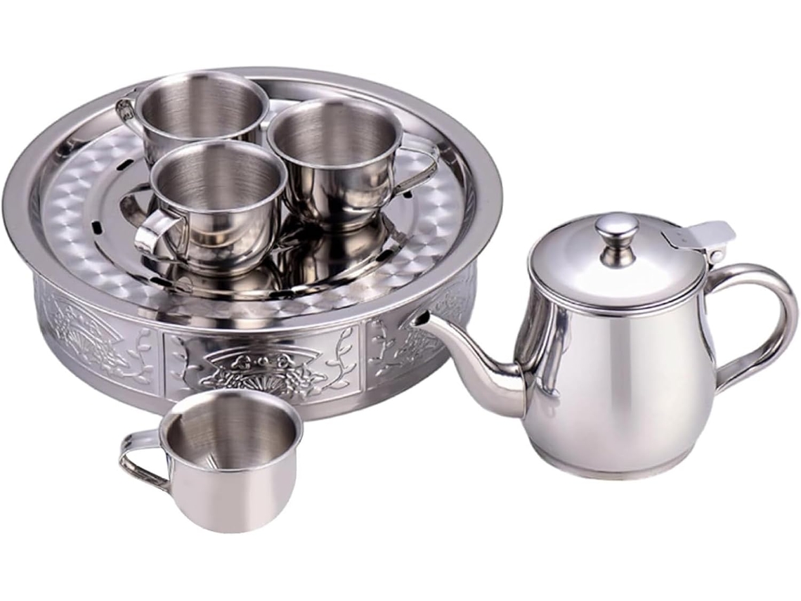 Tetera de acero inoxidable para niños, juego de tetera y taza, diseño con pico largo y filtro, Ut Gokoco