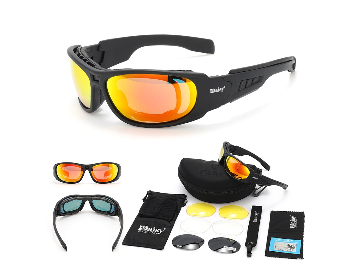 Gafas deportivas de ciclismo Yuysan C6 con 4 lentes polarizadas, protección táctica CS para motocicletas.