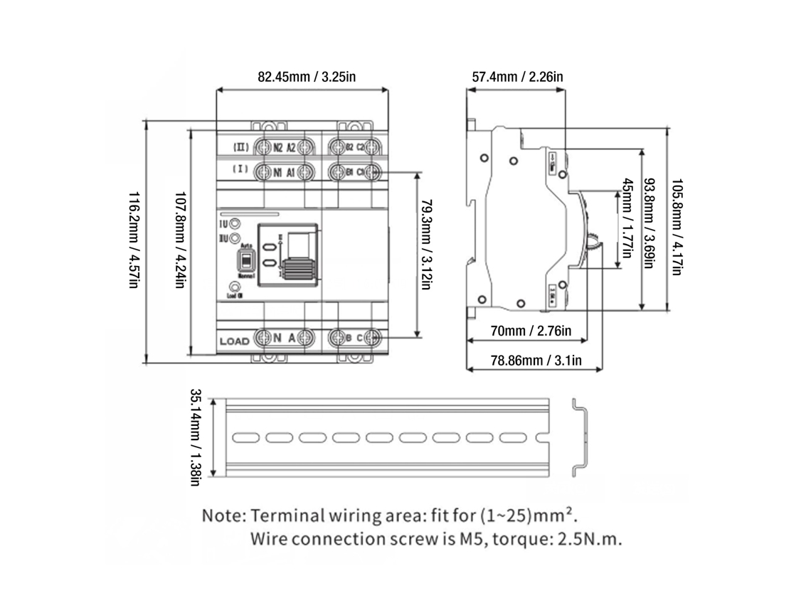 2026dz - Interruptor automático de transferencia de potencia dual 4p 63a para generador de emergencia residencial de 110v
