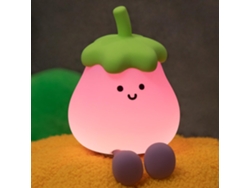 Luz de noche infantil de berenjena, lámpara de silicona con bonito estampado de berenjena, luz de noche infantil USB Ikikso (morado)