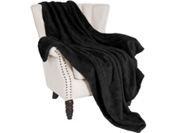 Manta Extragrande De Forro Polar Con Textura De Gofre, Supersuave Y Cálida Para Sofá Y Cama (negra, 127*178 Cm)