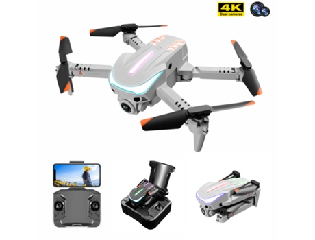 VPCOMERCIAL - Drone K109 con luz de respiración colorida de cámara dual 4K (batería 3 - Duración de la batería: 12 min - gris)