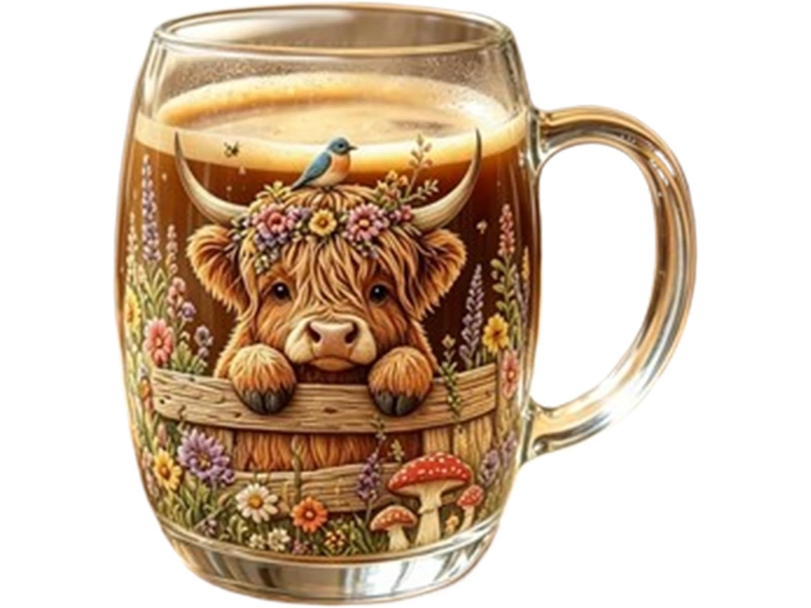 Caneca De Café Com Estampa De Vaca, Canecas De Vidro Com