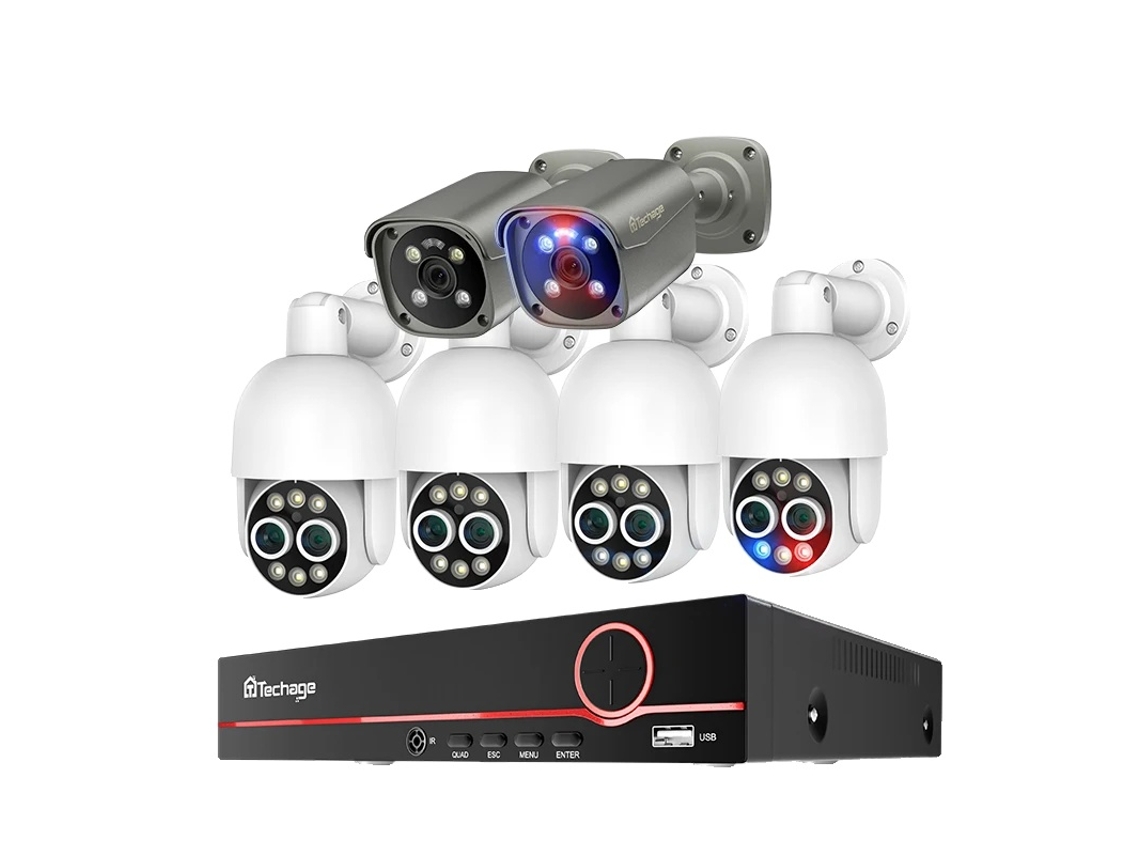 Sistema de cámaras de vigilancia, resolución 4K, detección humana con IA, NVR de 8 canales, 6 cámaras, sin OEM