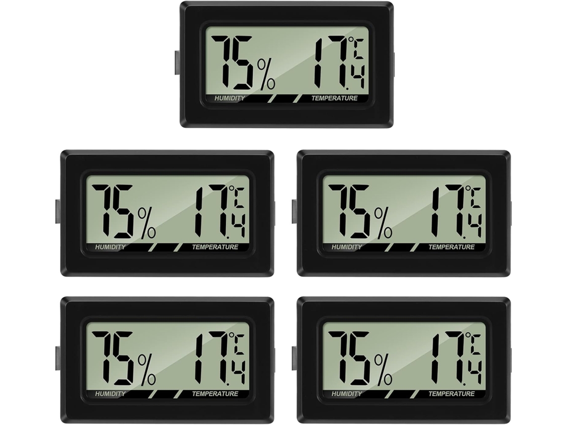 Mini termómetro higrómetro digital LCD portátil para temperatura y humedad, ideal para oficina, cocina, cigarrillos e incubación de reptiles (5 unidades)