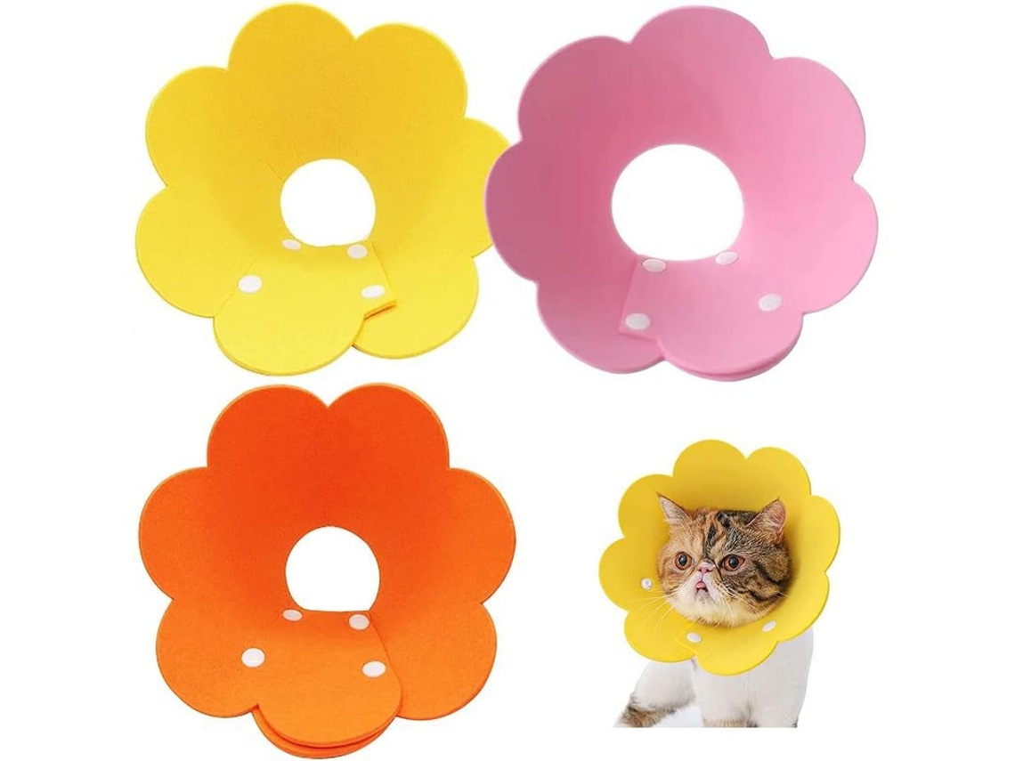 Cono protector suave para gatos, con collar de algodón ajustable, cierre adhesivo, azul oscuro, talla M | S/BRAND
