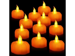 12 Velas Led Sin Llama Con Forma De Calabaza, Decoración De Halloween, Pilas Incluidas, Otoño.