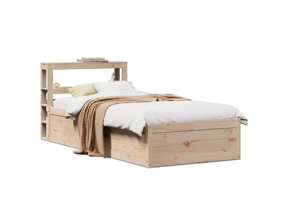 Estructura De Cama Con Cabecero Madera Maciza Pino 90x190 Cm