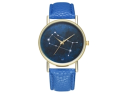 Reloj De Pulsera Unisex Zhoulianfa Con Correa De Cuero Sintético Y Estampado De Constelaciones Azul Marino.