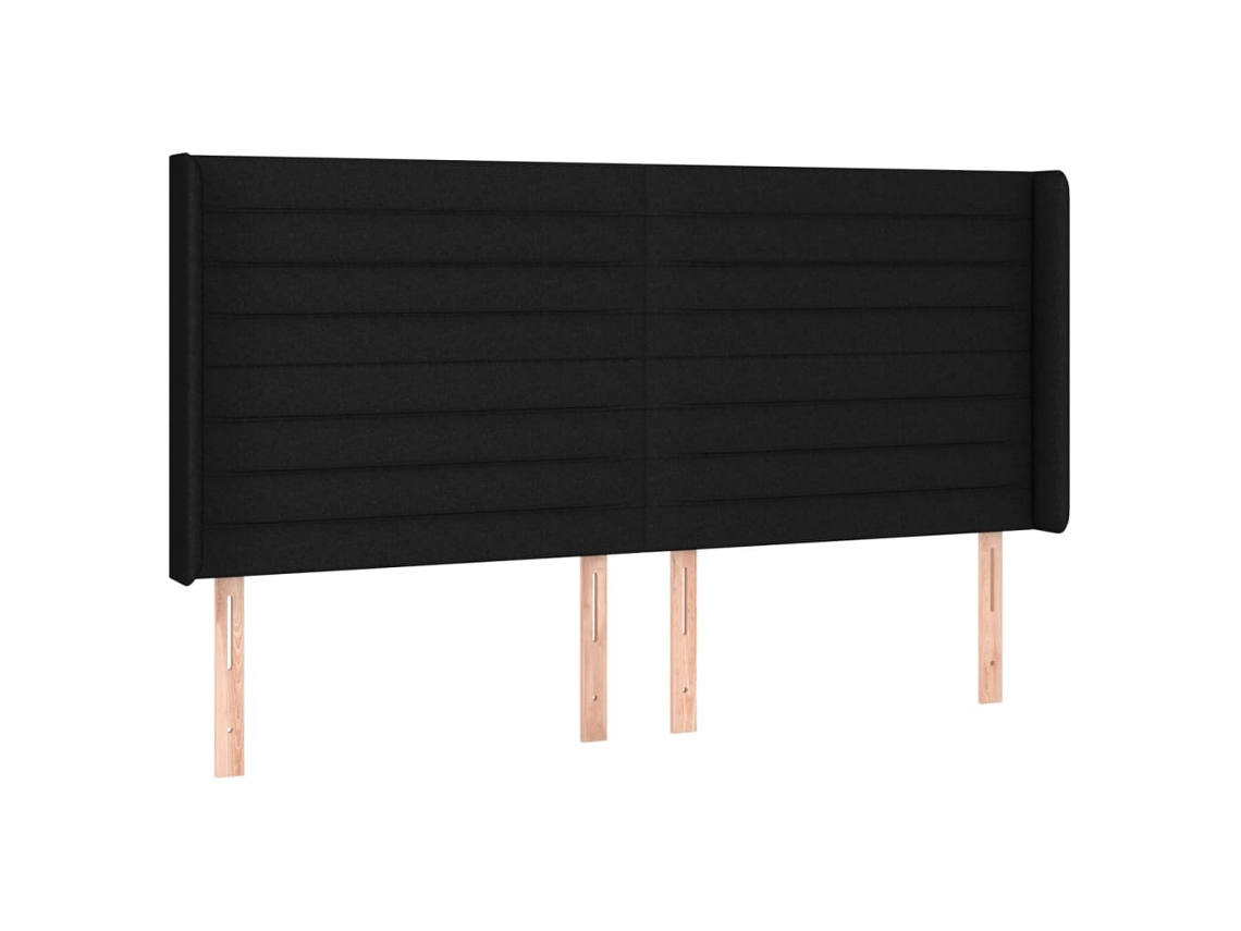 Maison Exclusive - Cabecero Con Orejas De Tela Negro 183x16x118/128 Cm