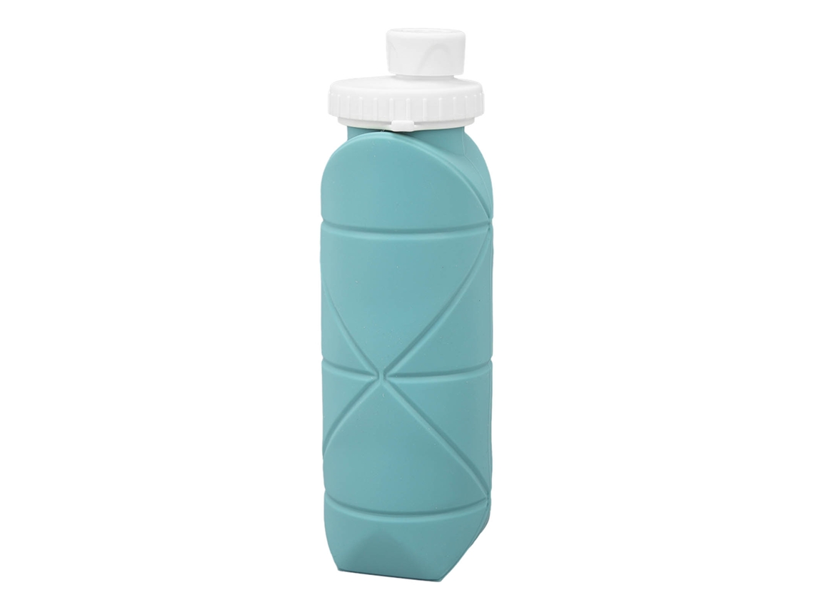 Botella de agua plegable de silicona de 600 ml, madera de eucalipto.