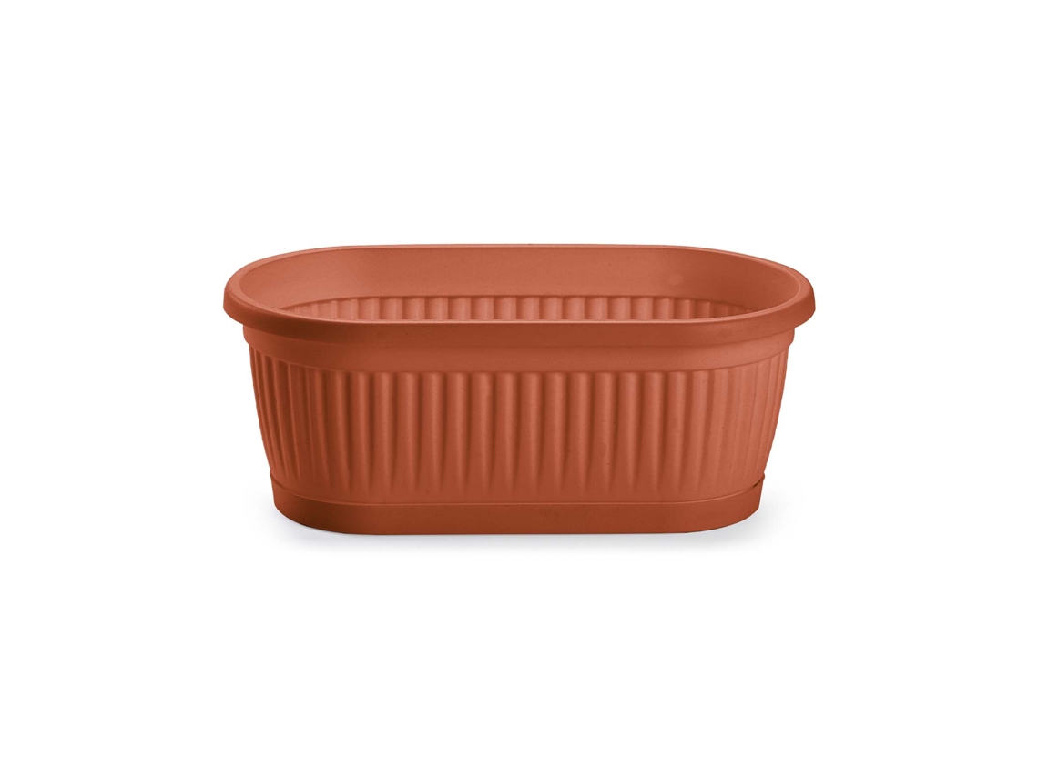 Jardinera Rectangular 22 Cm Con Plato Integrado Terracota PLASTIC FORTE