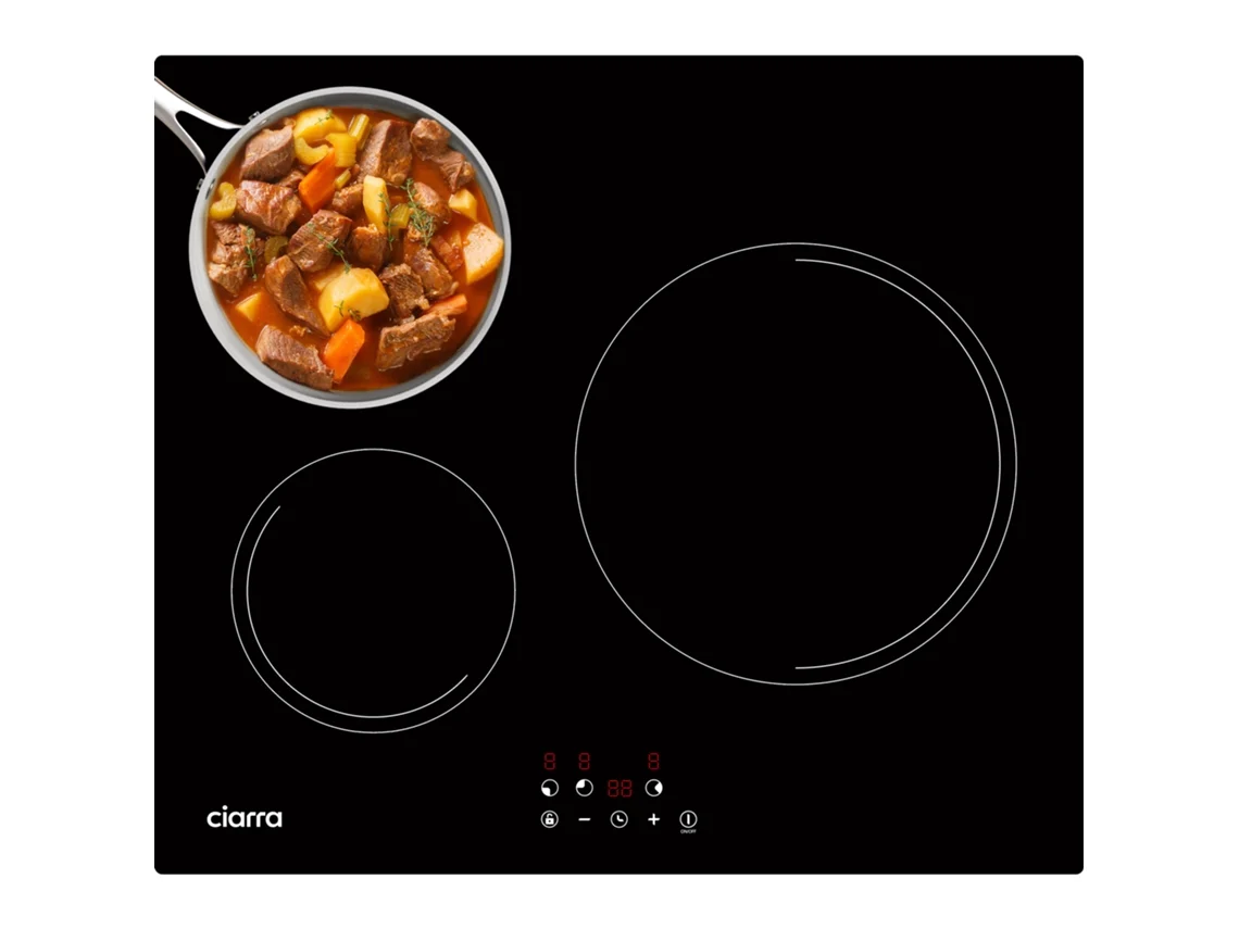 CIARRA Placa de Inducción 59cm 5600W 3 Zonas Temporizador Botón Táctil AWBBIH3-E